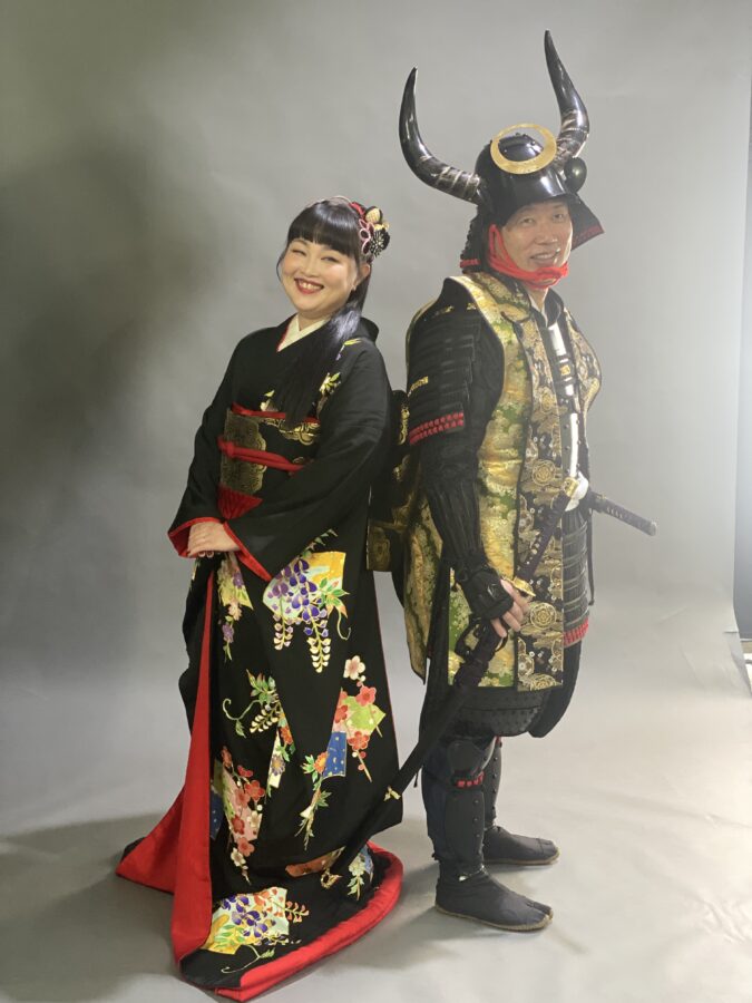 甲冑と黒引き撮影