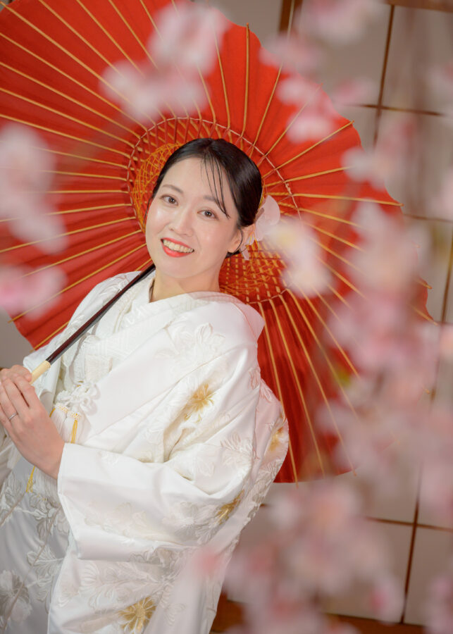 前撮り｜和装｜フォトウェディング｜名古屋｜北徳｜フォトスタジオ｜番傘一人