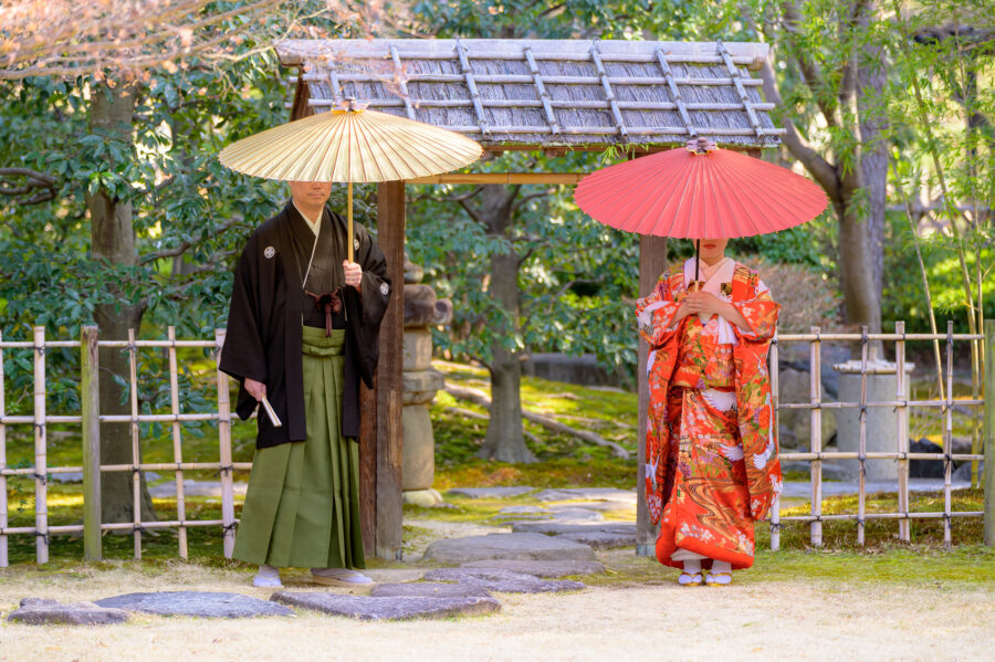 前撮り｜和装｜フォトウェディング｜名古屋｜北徳｜中村公園｜番傘