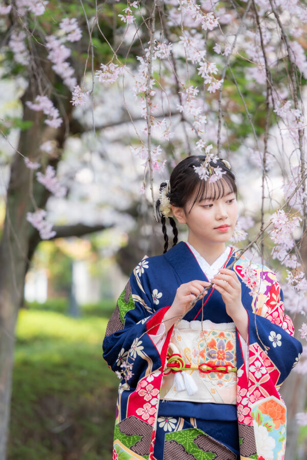 成人記念｜和装｜振袖｜桜｜北徳｜ ロケーションフォト