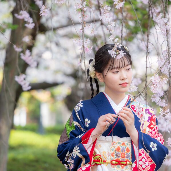 成人記念|和装|振袖|桜|北徳| ロケーションフォト